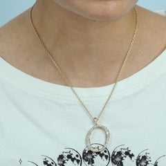 Pendentif Alphabet lettre O avec diamants en or jaune 14k