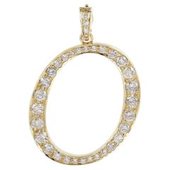 Pendentif Alphabet lettre O avec diamants en or jaune 14k