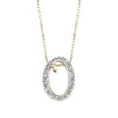 Initial "O" Pendant with Diamond Stones 0.13 carats in 14K White and Yellow Gold