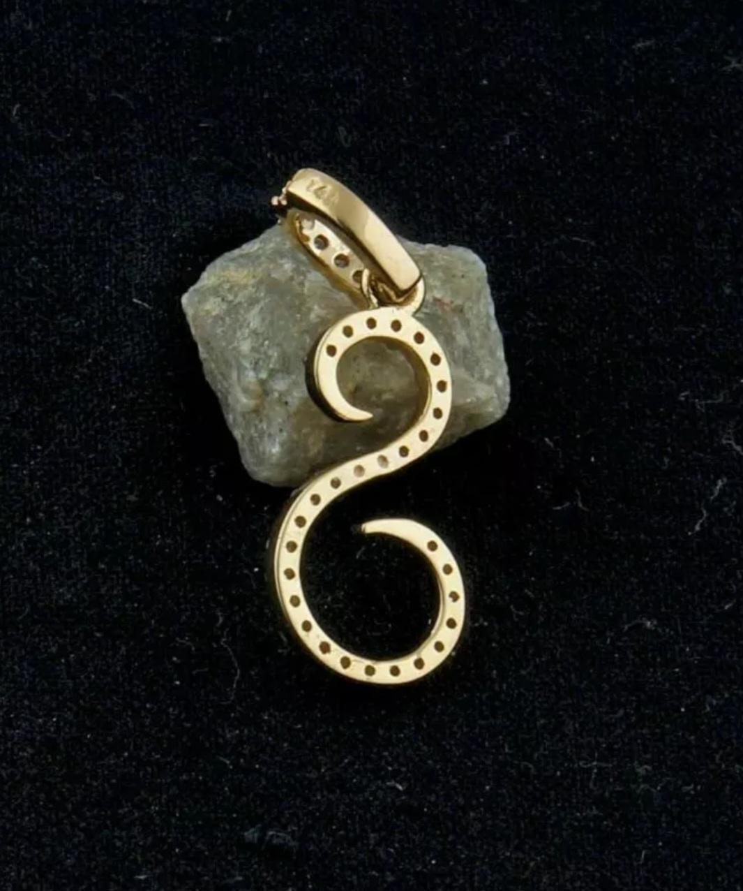 Initial-Anhänger 14k Massivgold Diamant Alphabet Personalisierter Initial-Schmuck. im Angebot 1