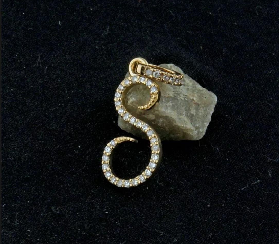 Initial-Anhänger 14k Massivgold Diamant Alphabet Personalisierter Initial-Schmuck. im Angebot 2