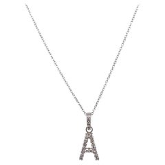 Initial Pendant Letter "A" Set with 0.16ct Diamond on Chain in 9ct White Gold