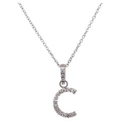 Initial Pendant Letter "C" Set with 0.16ct of Diamonds in 9ct White Gold