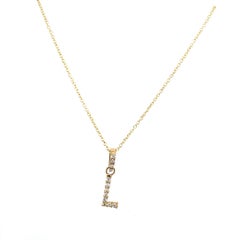 Initial Pendant Letter "L" Set with 0.12ct Diamond on Chain in 9ct Yellow Gold