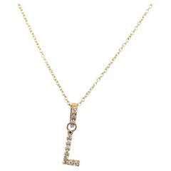 Initial Pendant Letter "L" Set with 0.12ct Diamond on Chain in 9ct Yellow Gold