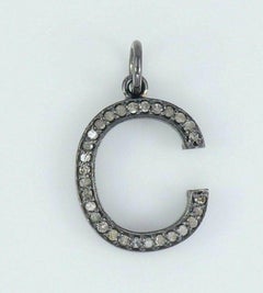 Initial Pendant Pave Diamond Name Necklace 925 Silver Diamond Alphabet Charm