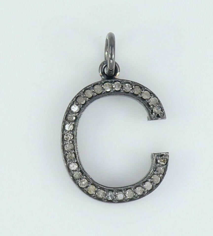 Women's or Men's Initial Pendant Pave Diamond Name Necklace 925 Silver Diamond Alphabet Charm For Sale