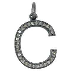 Pendentif Initial Pave Diamond Name Necklace Argent 925 Diamond Alphabet Charm