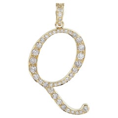 Initial Q Letter Alphabet Pendant With Diamonds Made In 14k Yellow Gold