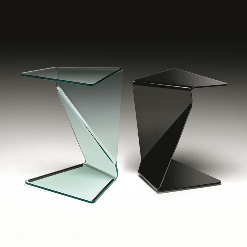 curved glass side table