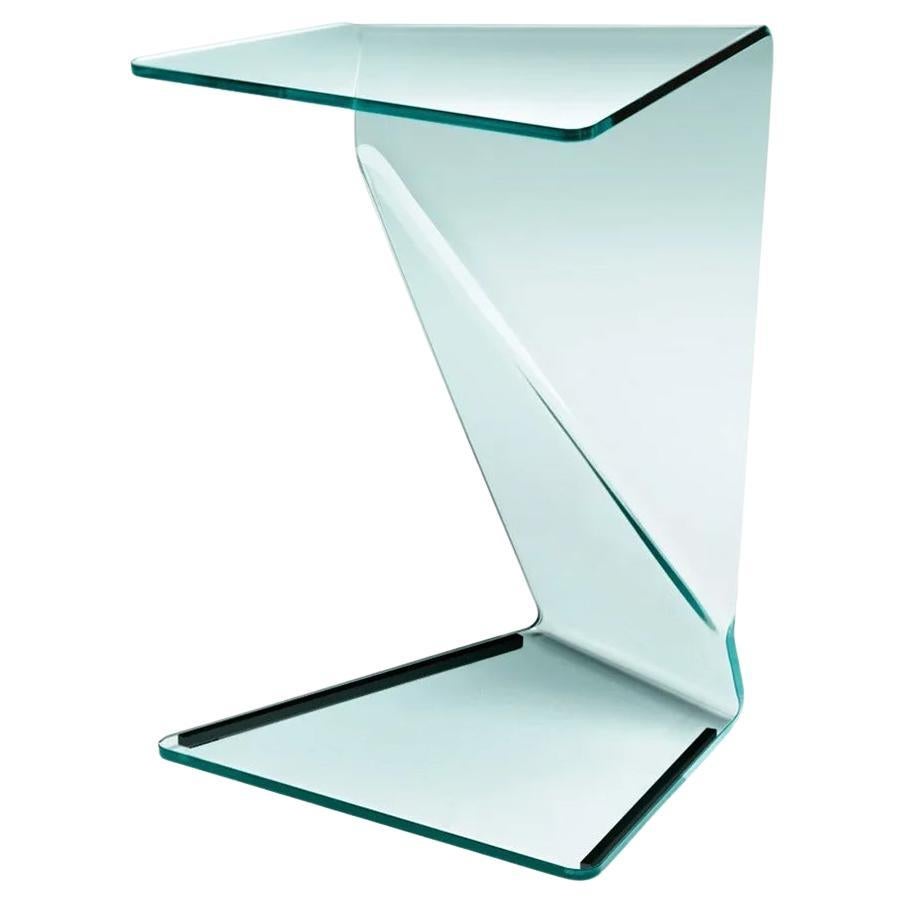 Initial Side Table in Curved Clear Glass