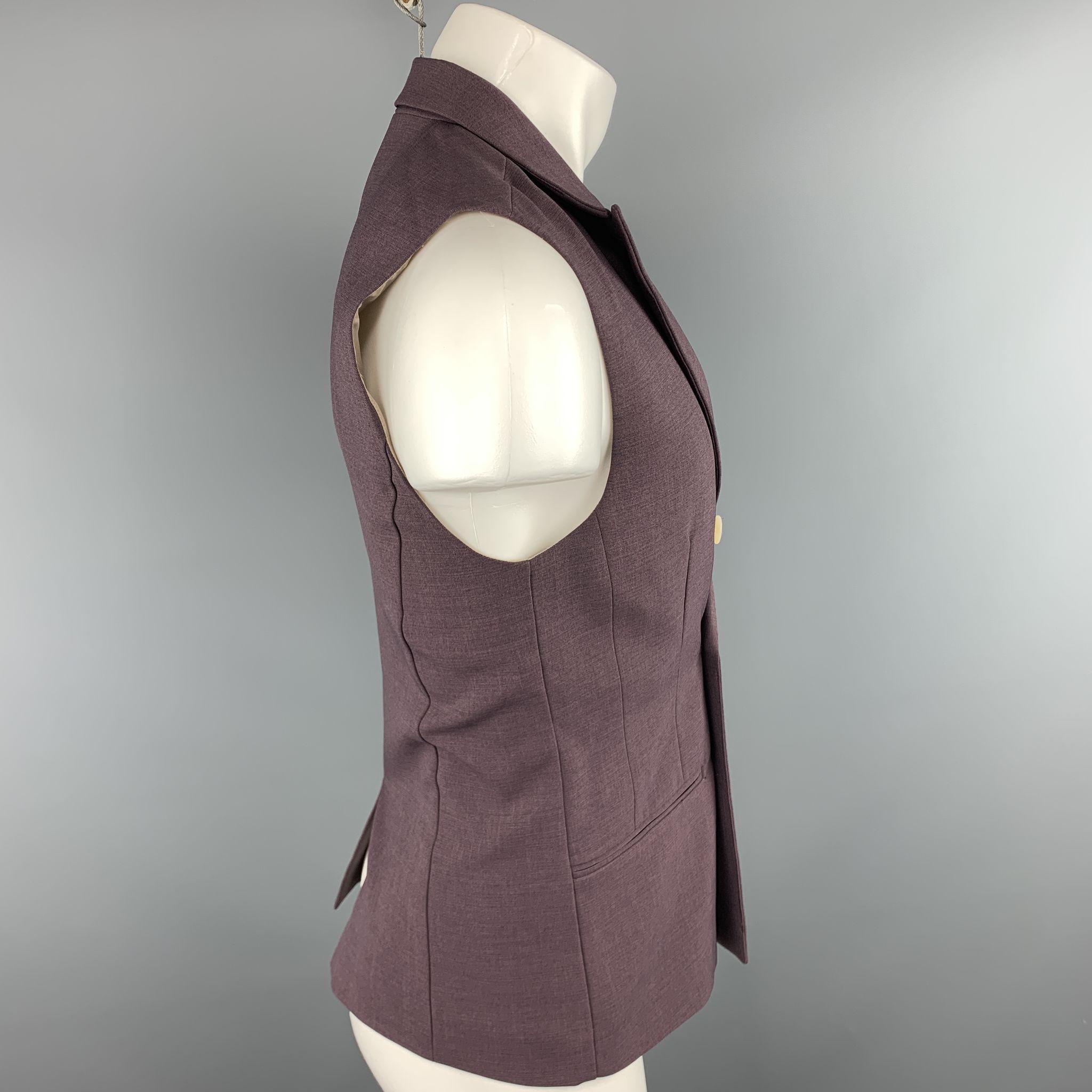 Black INITIAL Size XS Eggplant Solid Polyester Blend Vest