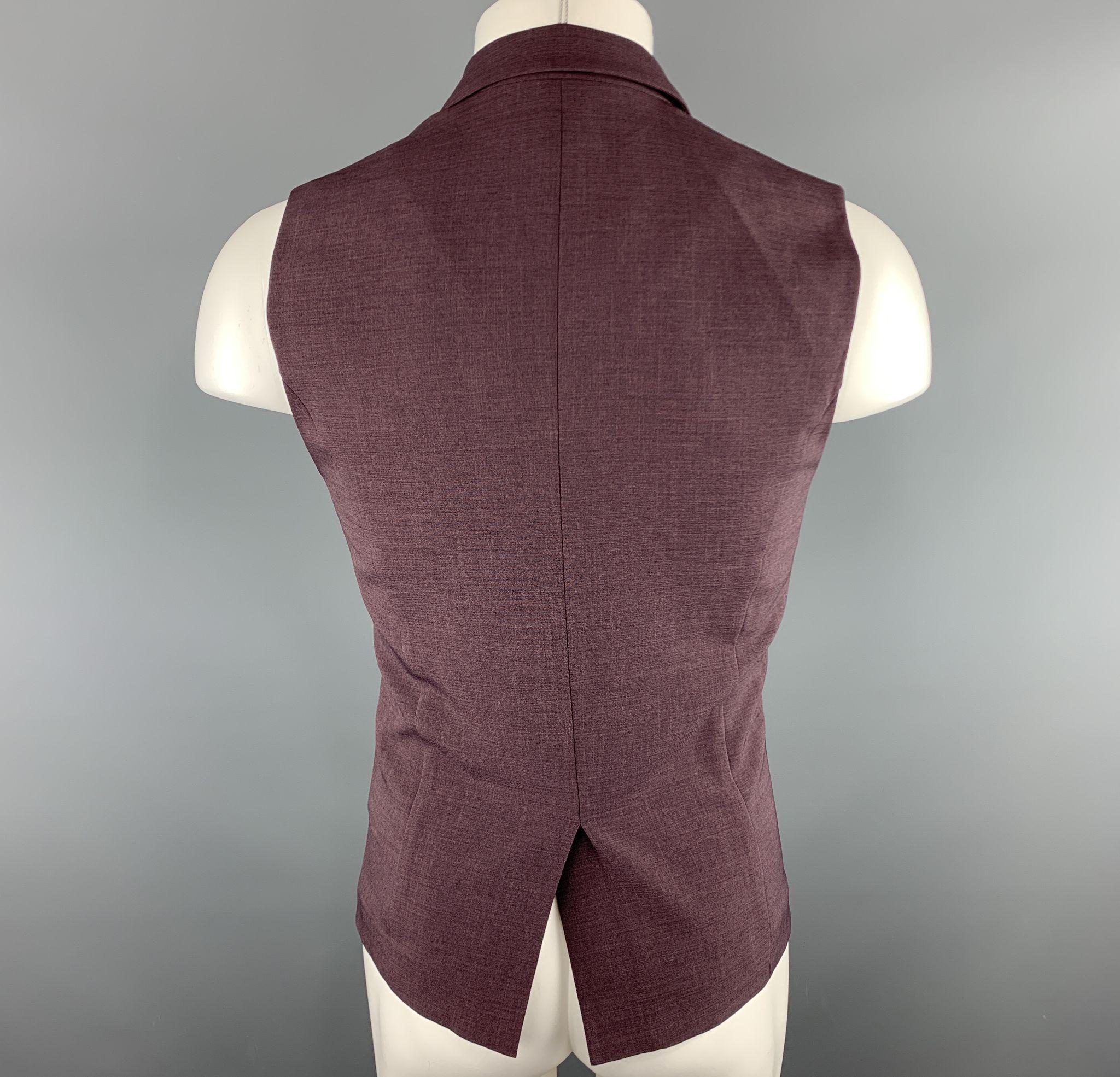 INITIAL Size XS Eggplant Solid Polyester Blend Vest In Excellent Condition In San Francisco, CA