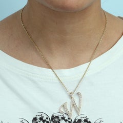Initial W Letter Alphabet Pendant With Diamonds Made In 14k Yellow Gold