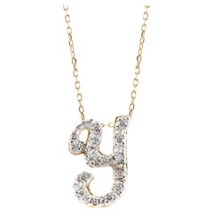 Initialenanhänger „Y“ aus 14 Karat Weiß- und Gelbgold mit Diamantsteinen 0,13 Karat
