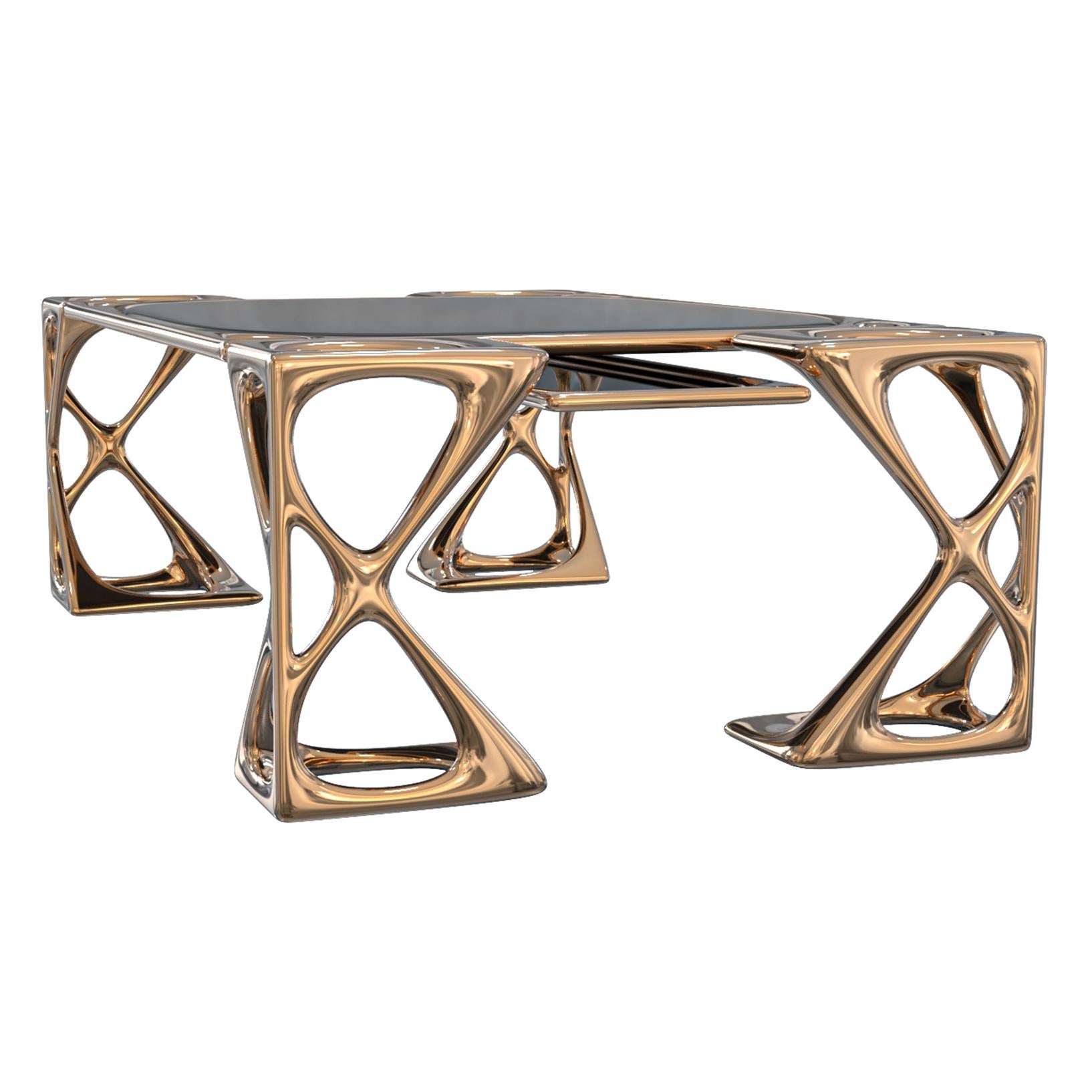 XXIe siècle et contemporain Table basseInizio en bronze et acier inoxydable, fabriquée à la main, Istanbul en vente
