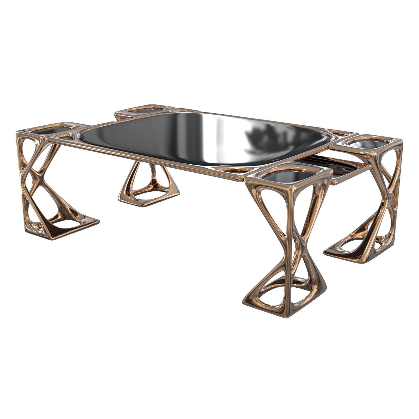 Métal Table basseInizio en bronze et acier inoxydable, fabriquée à la main, Istanbul en vente