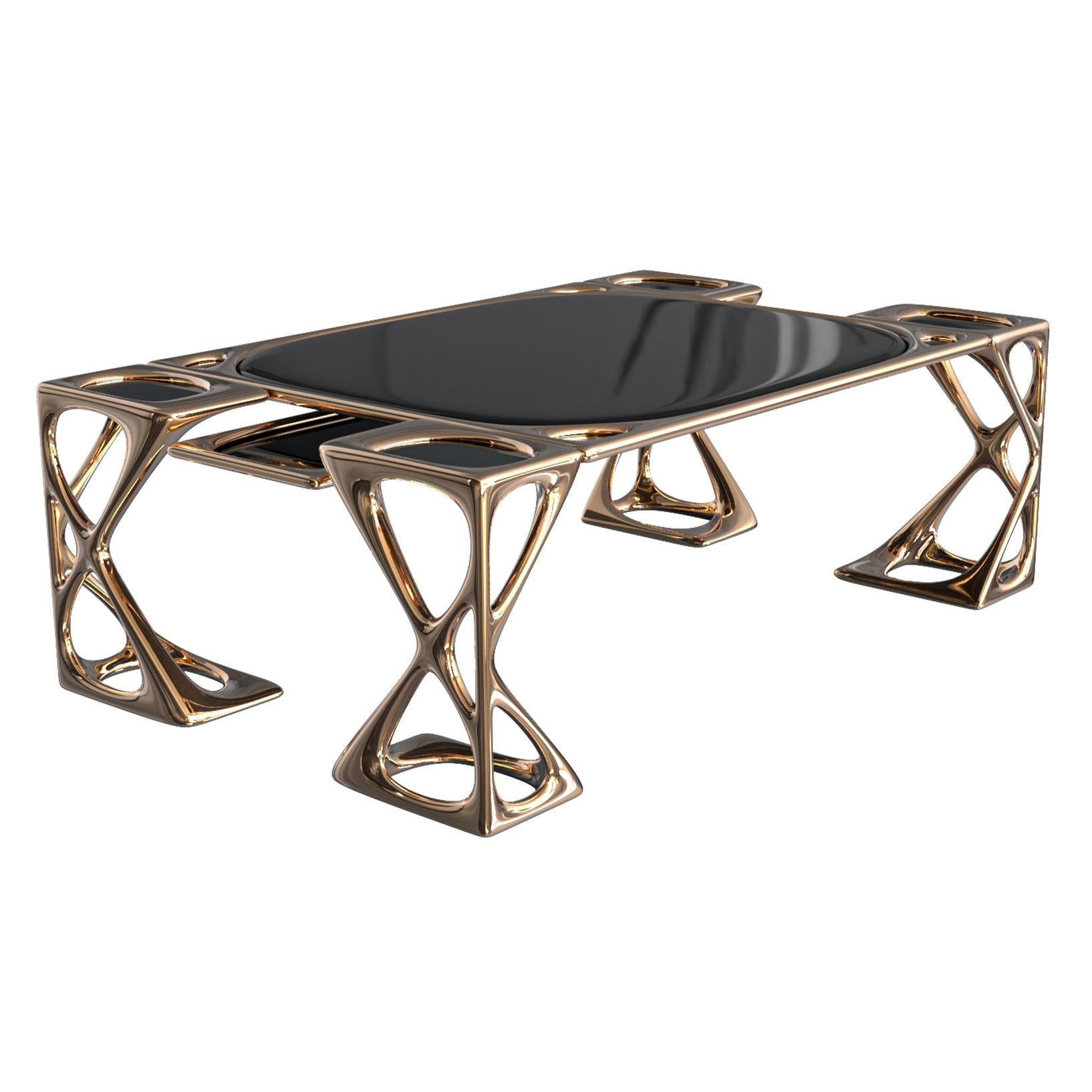 Table basseInizio en bronze et acier inoxydable, fabriquée à la main, Istanbul en vente 3