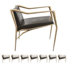 "Inizio" Dining Room Chair, Set of Eight, with Bronze, Handmade, Istanbul