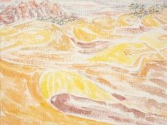 "Dune" Watercolor on Paper Painting 10" x 12" in (1977) by Inji Efflatoun