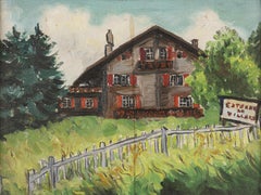 "Swiss Chalet" Landscape Oil Painting 10" x 14" inch by Inji Efflatoun