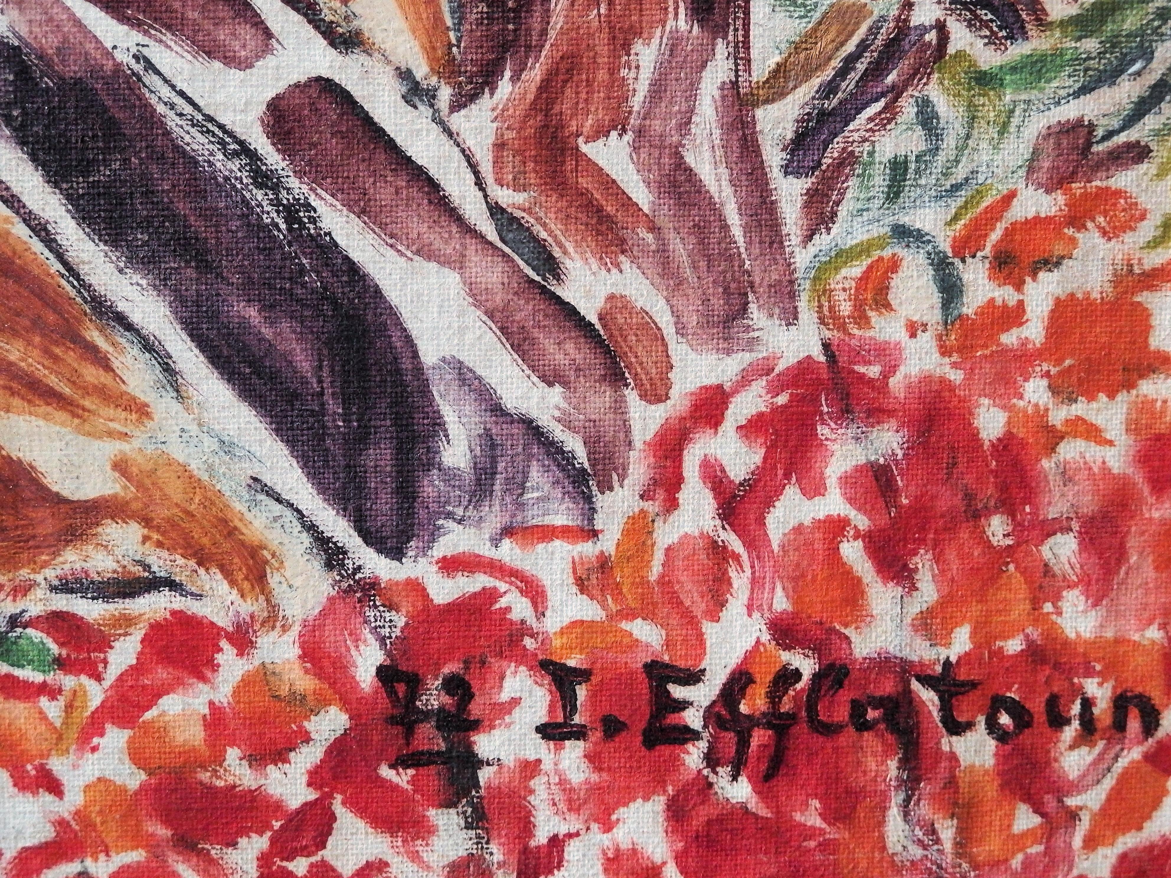 Alberi in fiore in Egitto - Pittura ad olio - Firmata (1972) - Painting di Inji EFFLATOUN
