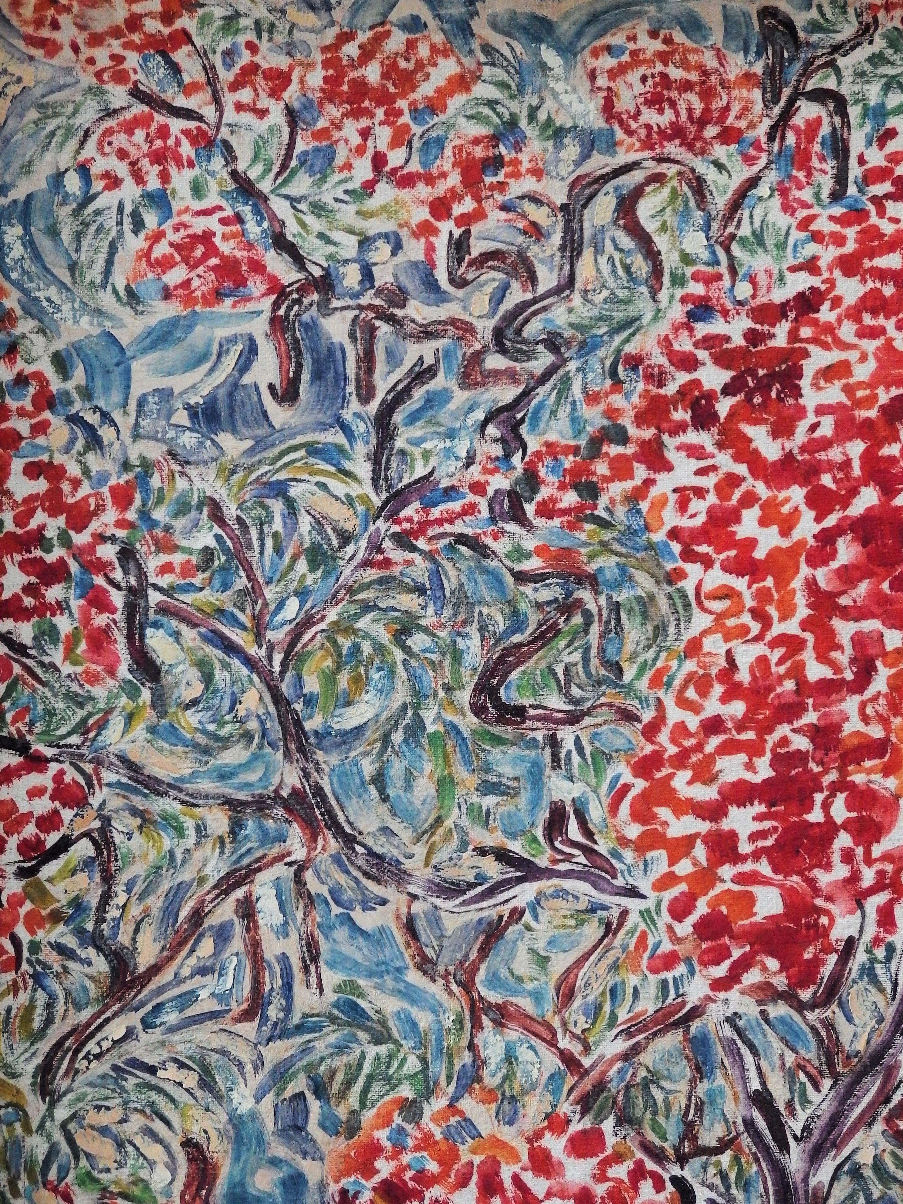 Inji EFFLATOUN
Alberi in fiore in Egitto

Olio originale su tela raddoppiato su pannello
Firmato in basso a destra
Data (19)72
A vista 57 x 40 cm (circa 23 x 16