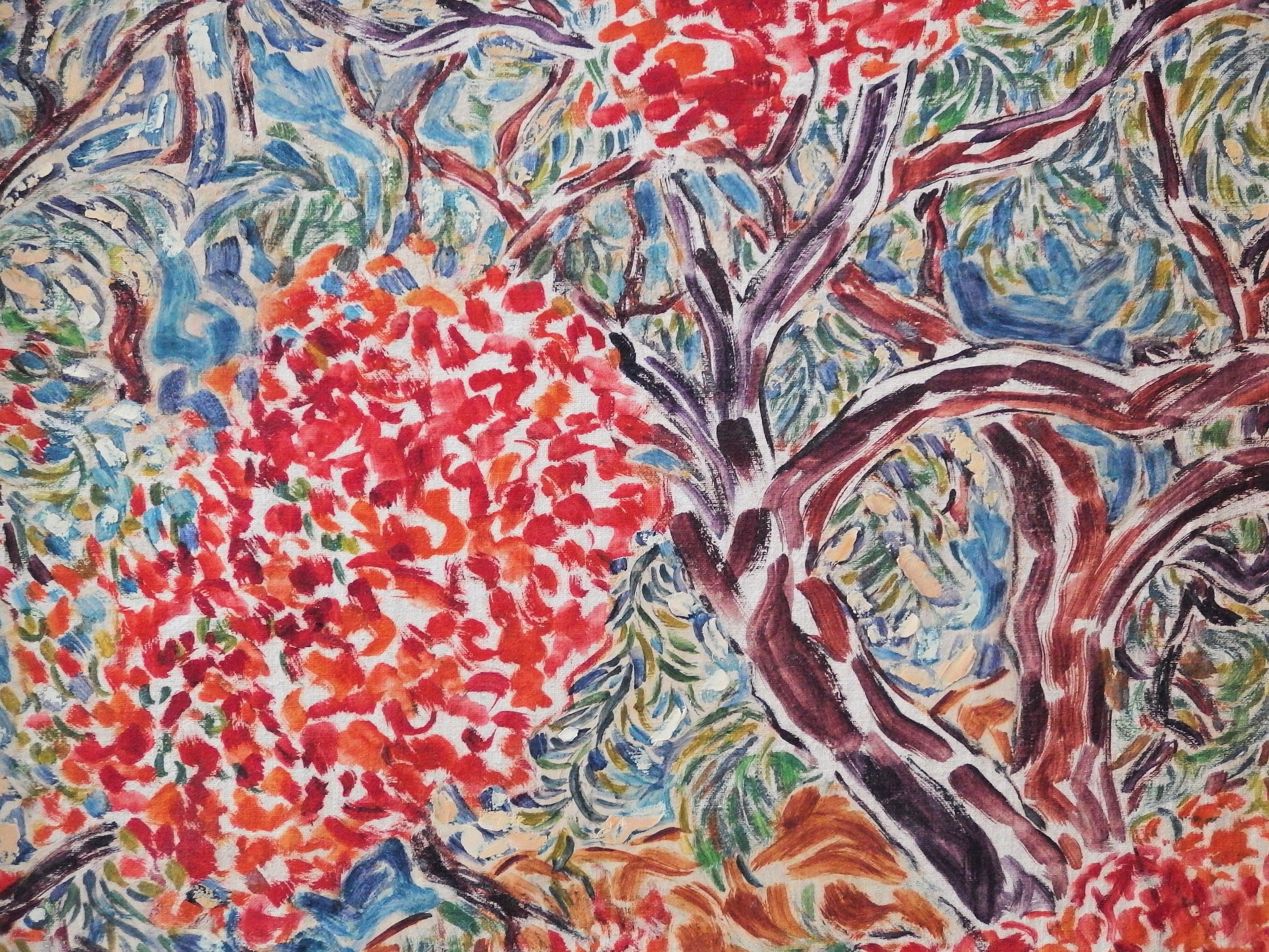 Alberi in fiore in Egitto - Pittura ad olio - Firmata (1972) 1