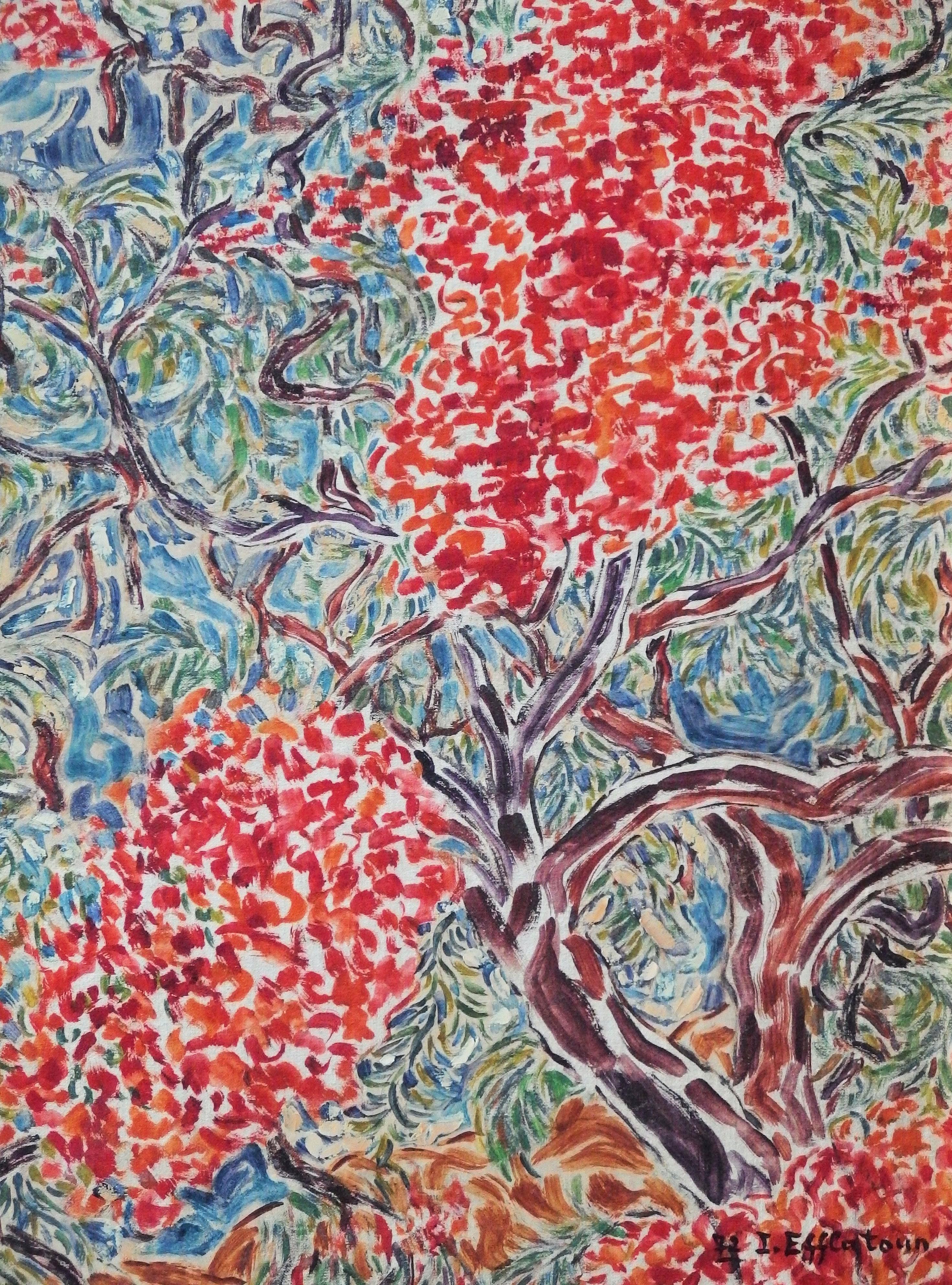 Alberi in fiore in Egitto - Pittura ad olio - Firmata (1972) 2