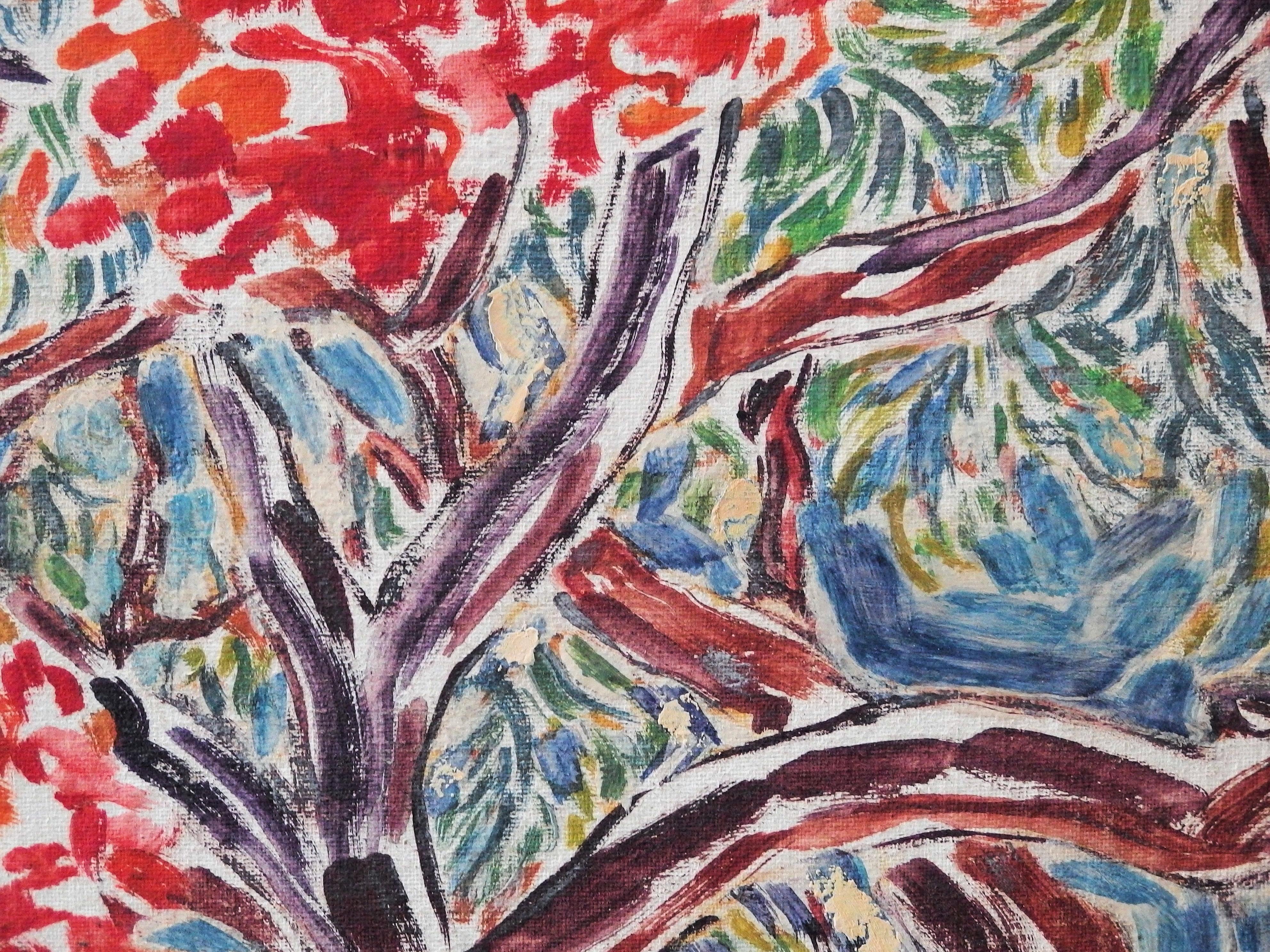 Alberi in fiore in Egitto - Pittura ad olio - Firmata (1972) 4