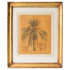 Ink and Watercolour Study of a Palm Tree by John Flaxman RA, 18th Century