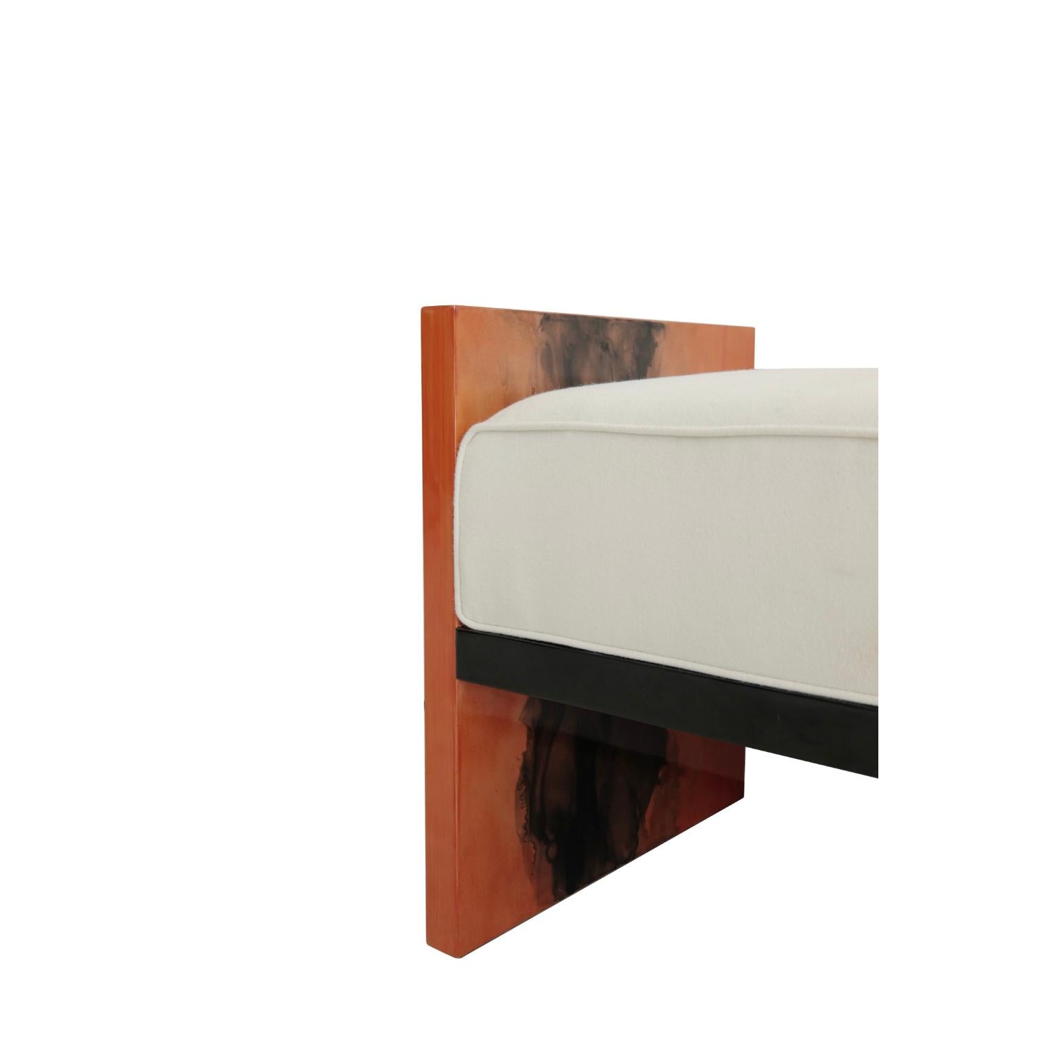 Chinese Ink Bench in Gradient Solid Wood & Wool by Artempo For Sale