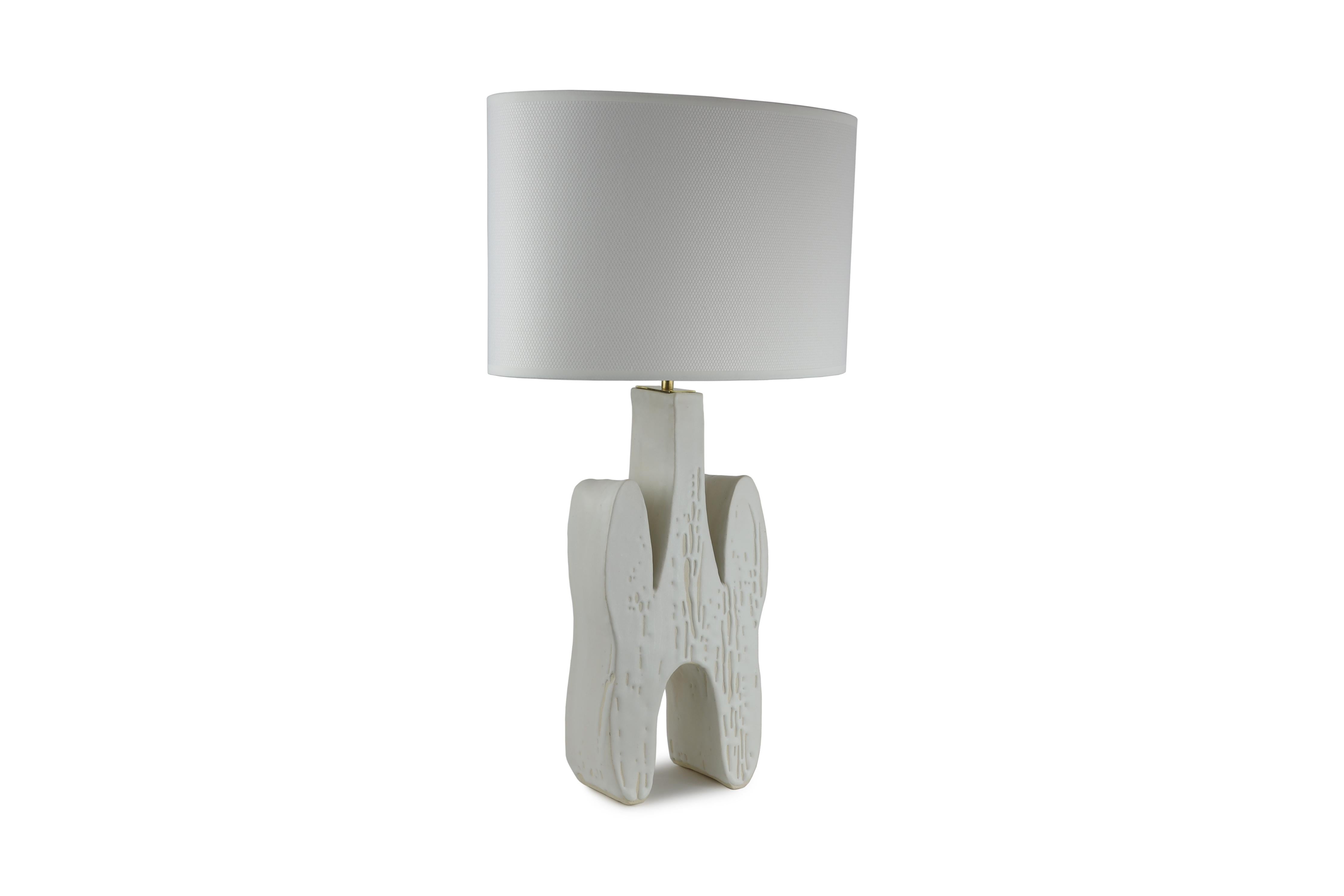 Contemporary Inkblot Table Lamp in ceramic with a silk shade by Christopher Kreiling For Sale