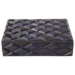 Ink Blue Carved Diamond Pattern Box