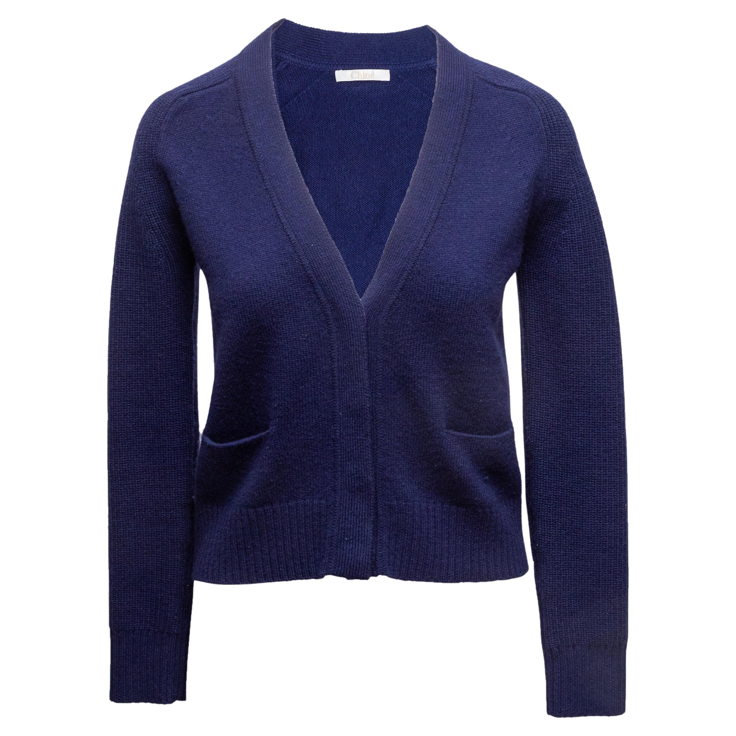Ink Blue Chloe Cashmere V-Neck Cardigan