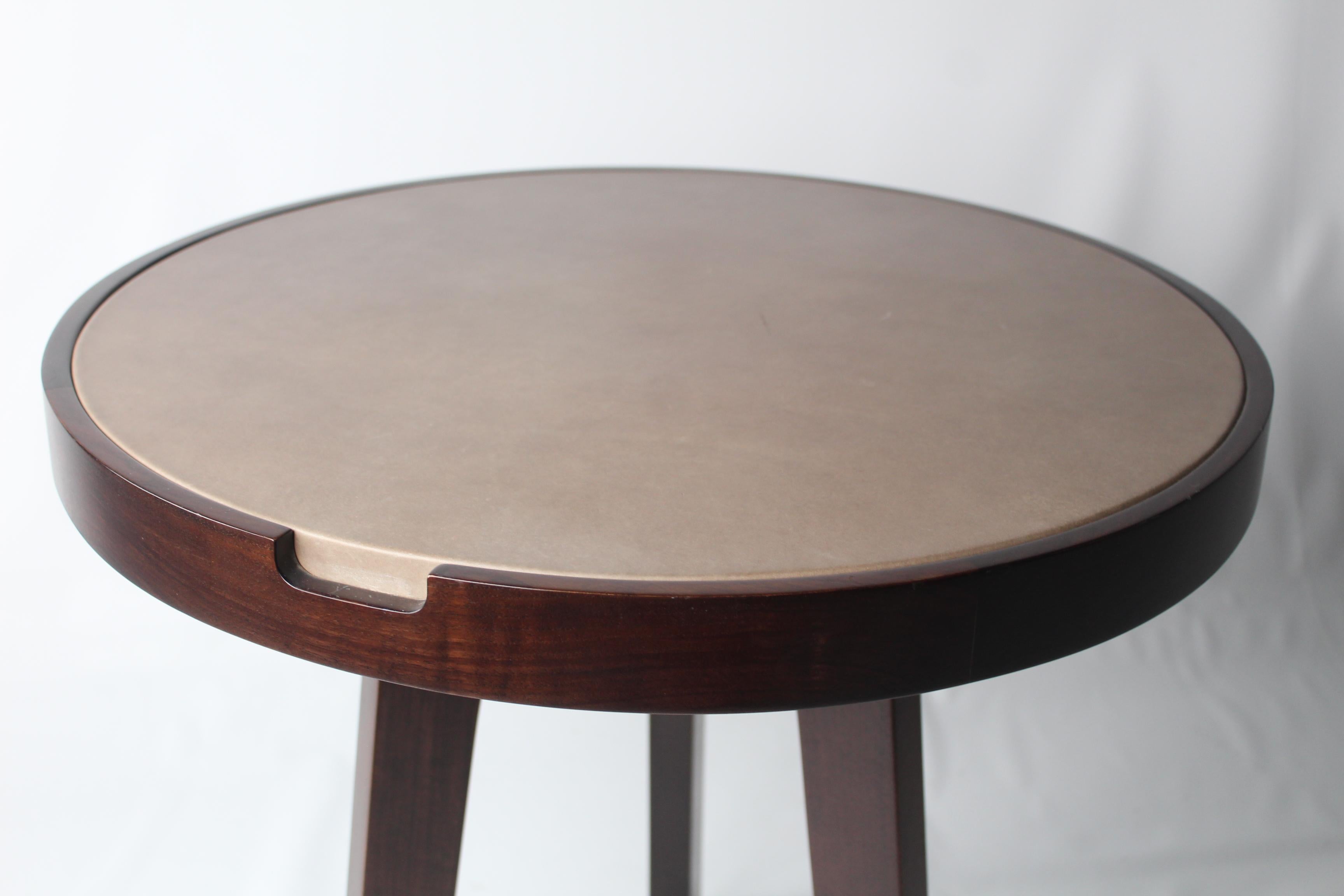 Ink Brown Cocktail Table in Mahogany and Leather Top For Sale 5