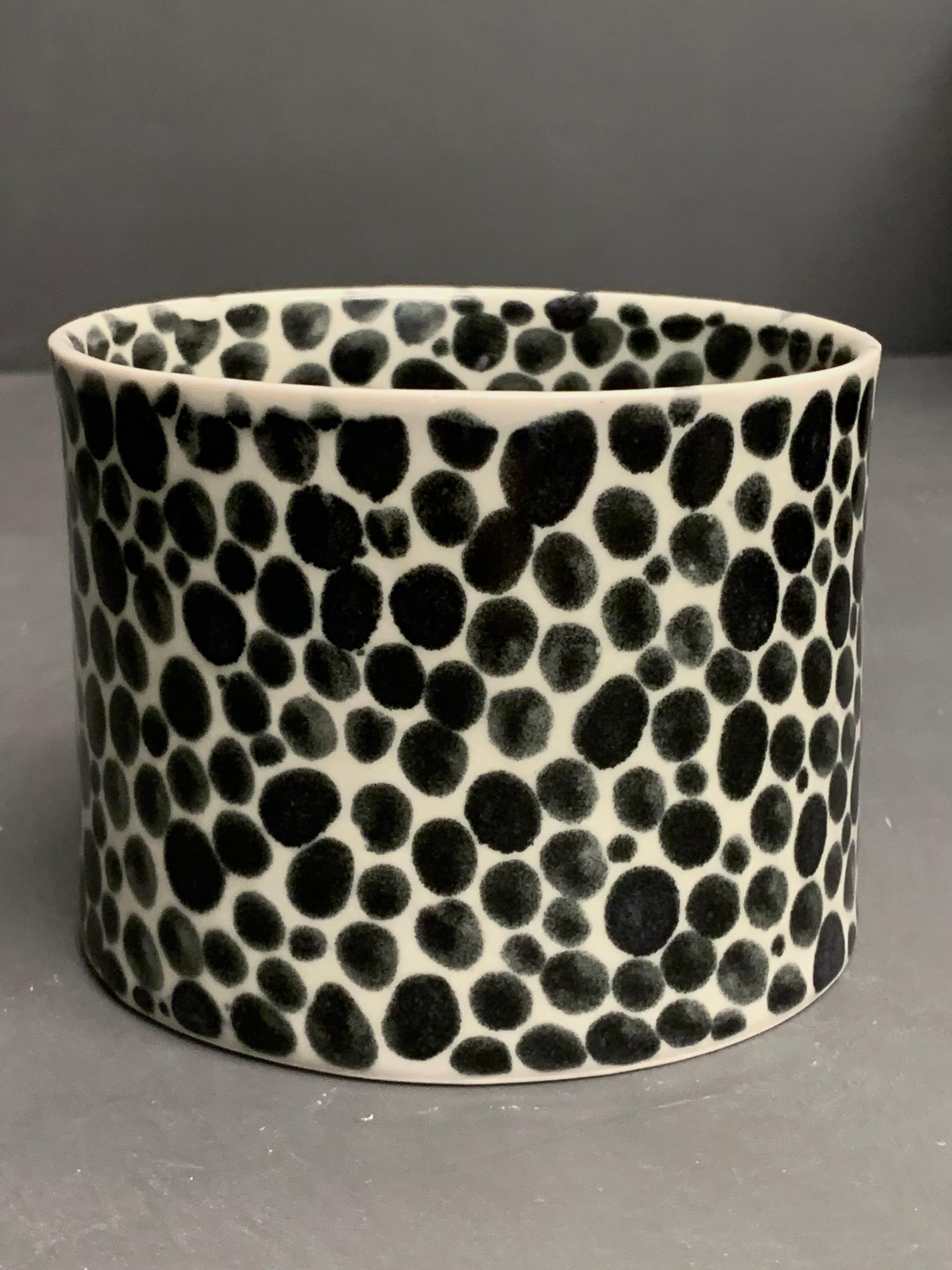 Hand-Painted Ink Dots Small Porcelain Vase