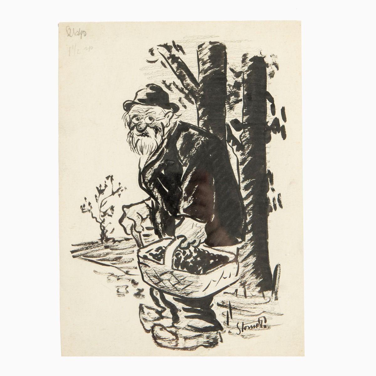 Modern Ink Drawing by Storm P. (Robert Storm Petersen), Signed and Framed For Sale