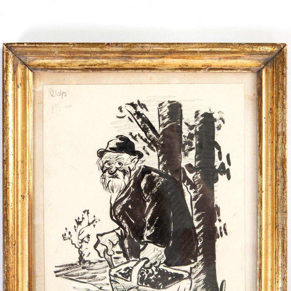 Ink Drawing by Storm P. (Robert Storm Petersen), Signed and Framed In Good Condition For Sale In Kastrup, DK