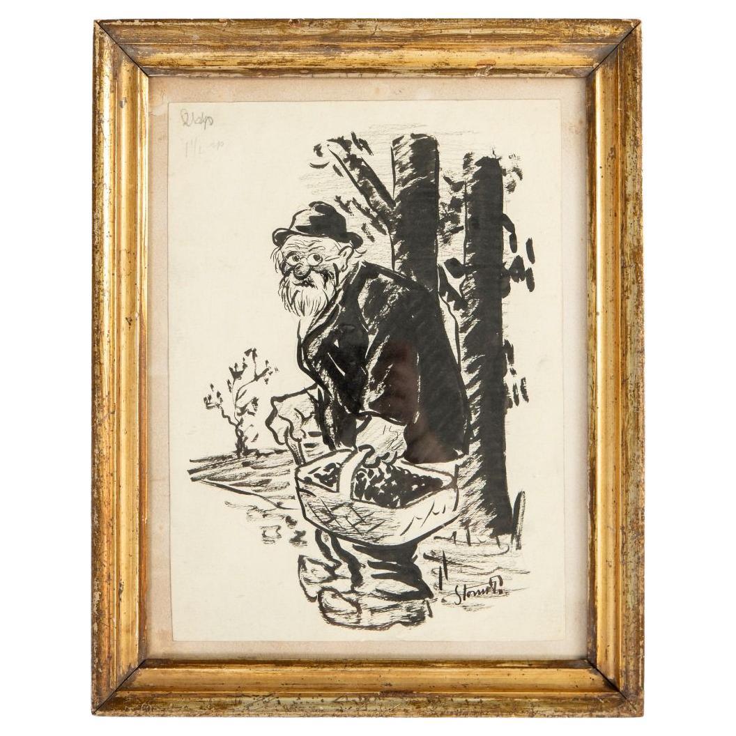 Tuschezeichnung von Storm P. (Robert Storm Petersen), signiert und gerahmt