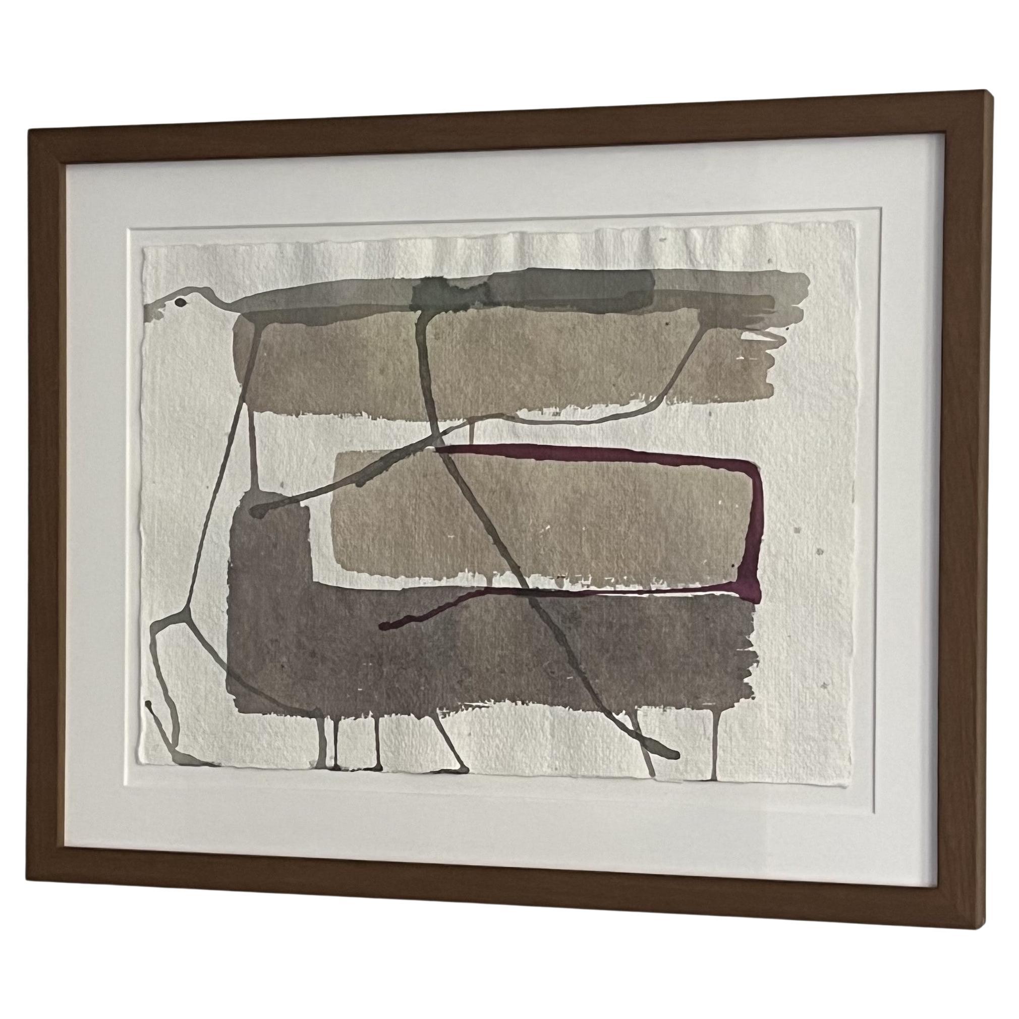 Ink drawing II on japanese paper by BAS  - Framed For Sale