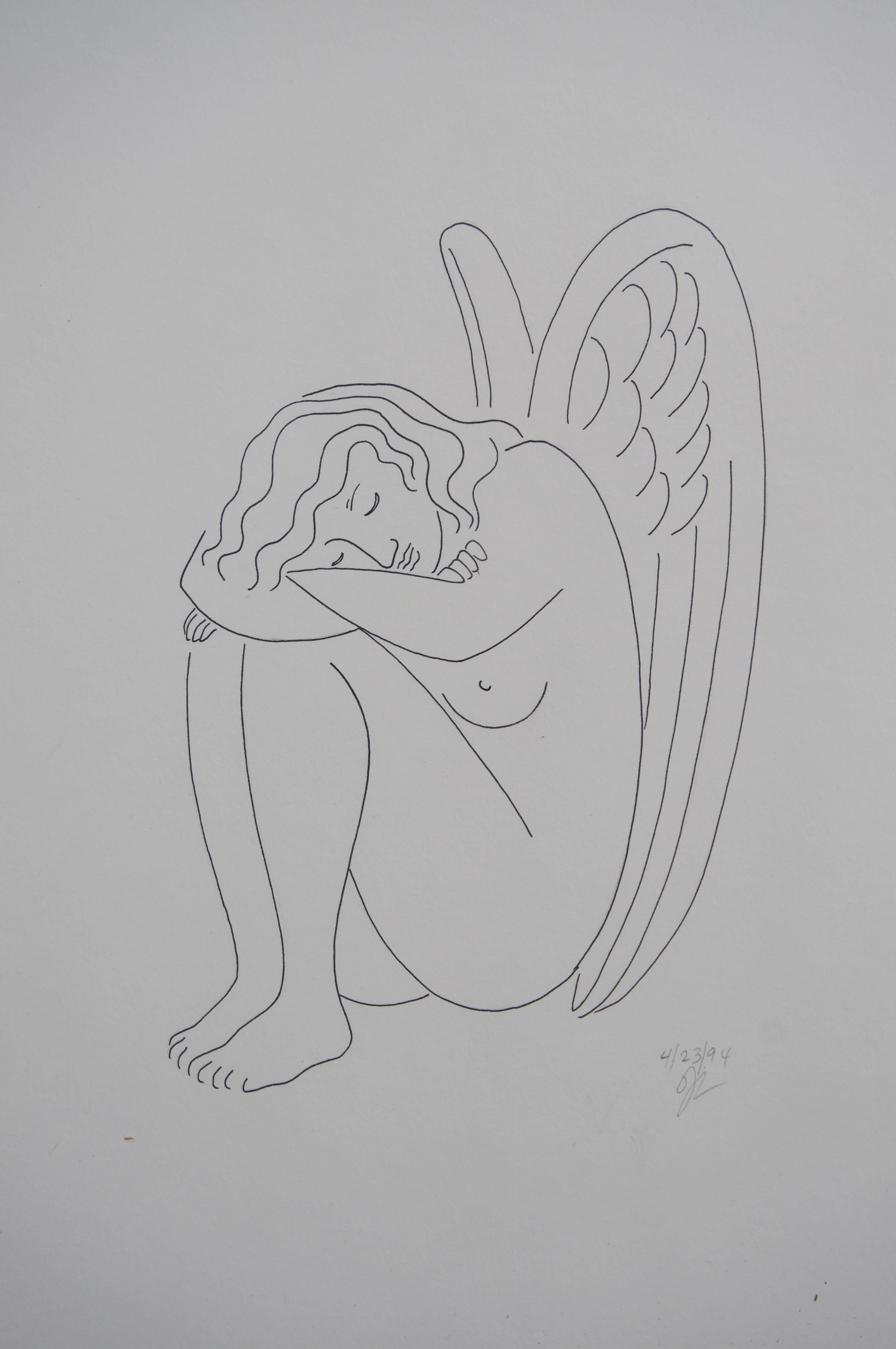angel ink drawing
