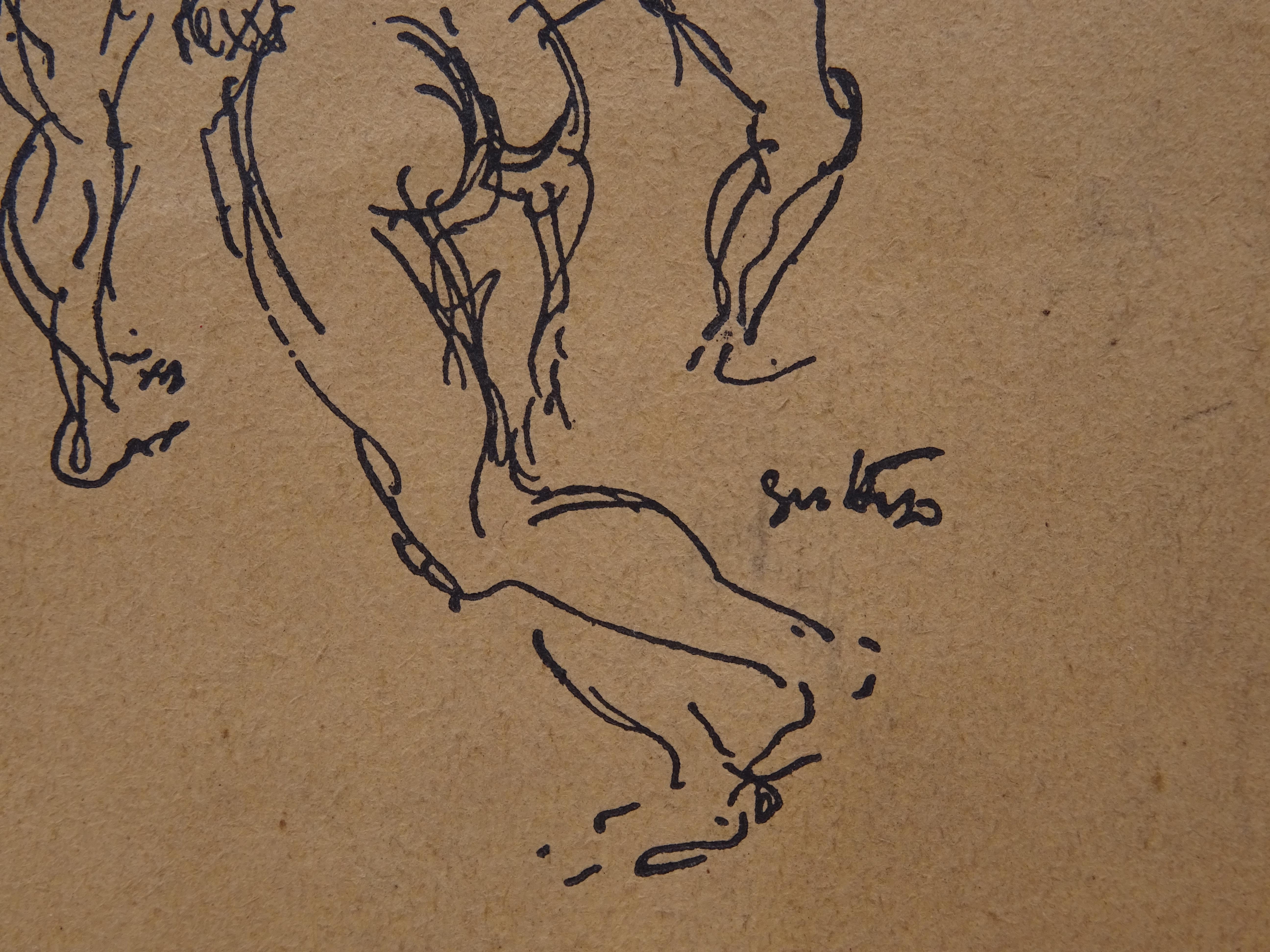 Modern Ink Drawing on Paper, Renato Guttuso, 1930s