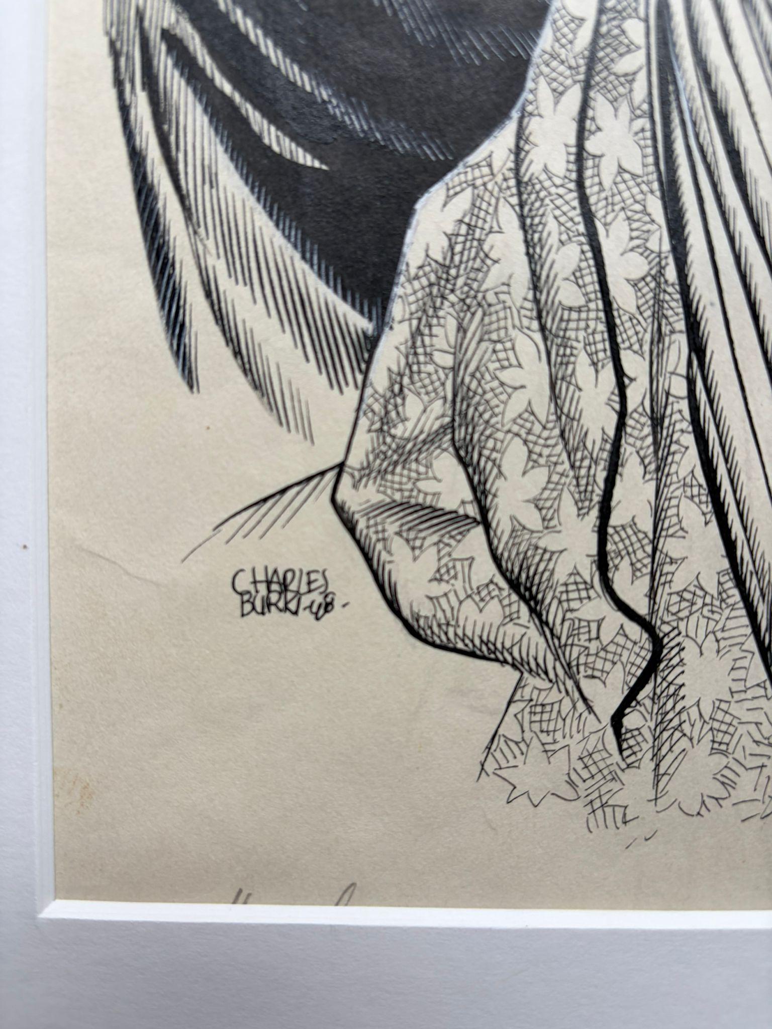 Tuschezeichnungen von verschleierten Frauen von Charles Burki, 1948 - Orientalische Illustrationen (Papier) im Angebot