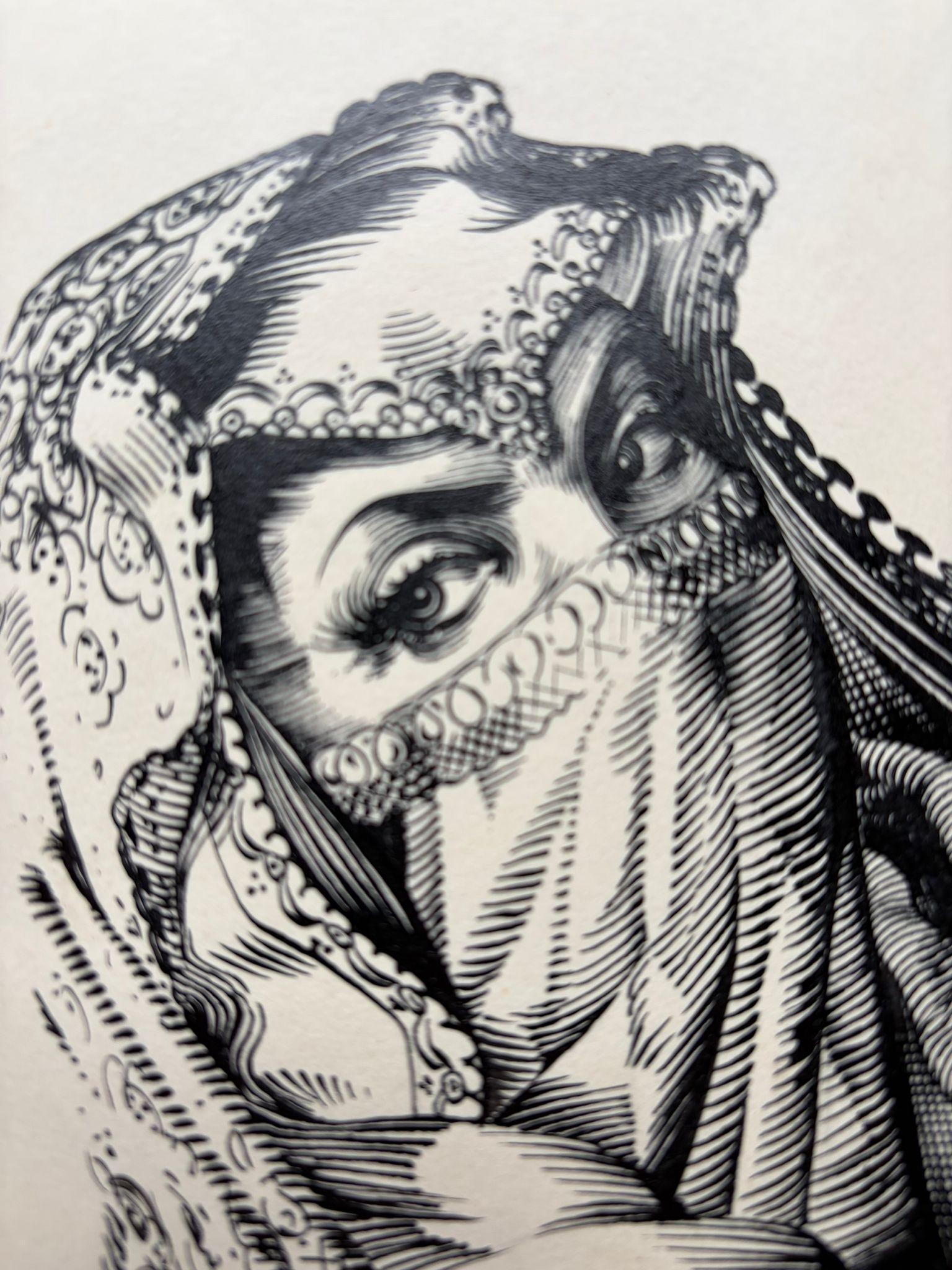 Tuschezeichnungen von verschleierten Frauen von Charles Burki, 1948 - Orientalische Illustrationen im Angebot 1