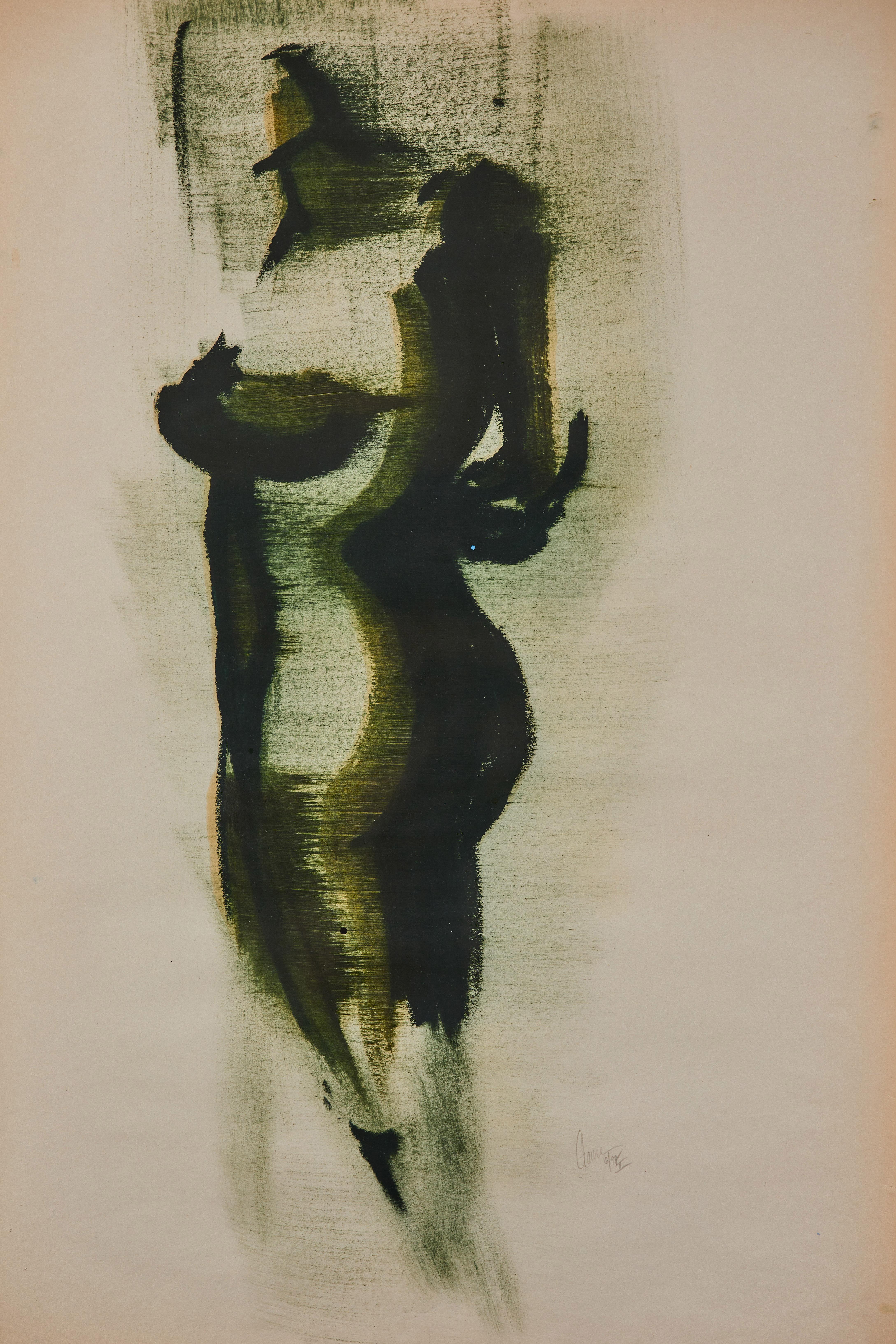 Eingerahmte figurative Zeichnung aus Eiche:: Tusche auf Papier von Greg Lauren. 

Greg Lauren ist ein Maler:: Bildhauer und Schauspieler:: der mit einer breiten Palette von Medien arbeitet. Er erwarb seinen B. A. in Kunstgeschichte an der Princeton