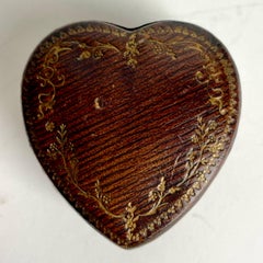 Inkstand in leather in the shape of a heart for love letters. Late 19th Century
