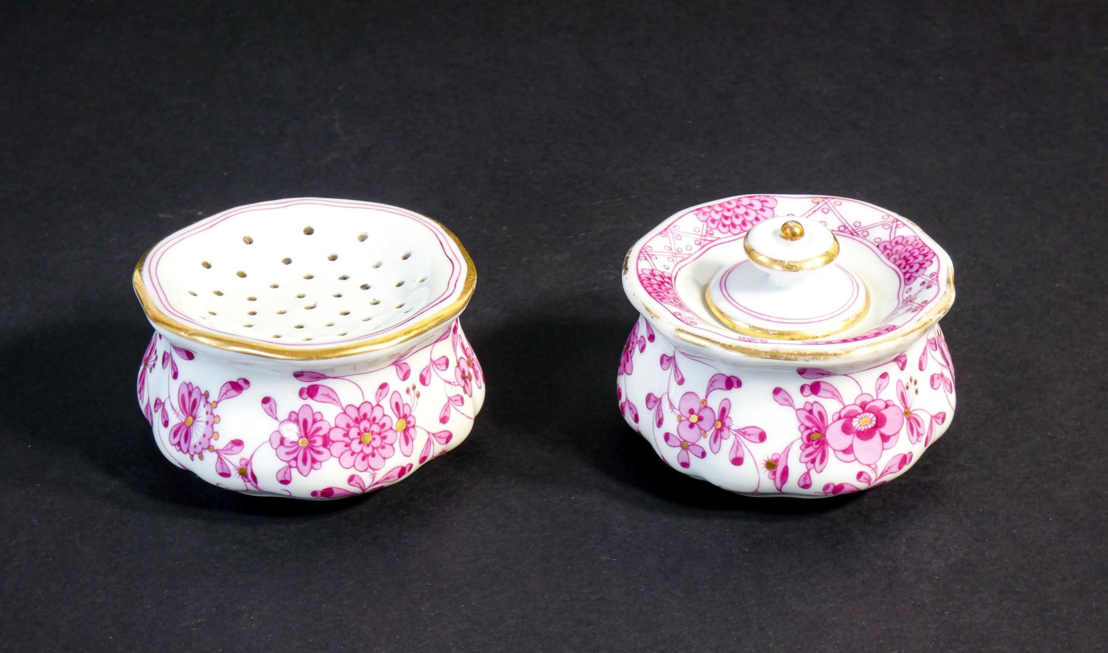 Inkwell and Dust Box in Meissen Porcelain, Carl Teichert, Germany, Late 19th C 1