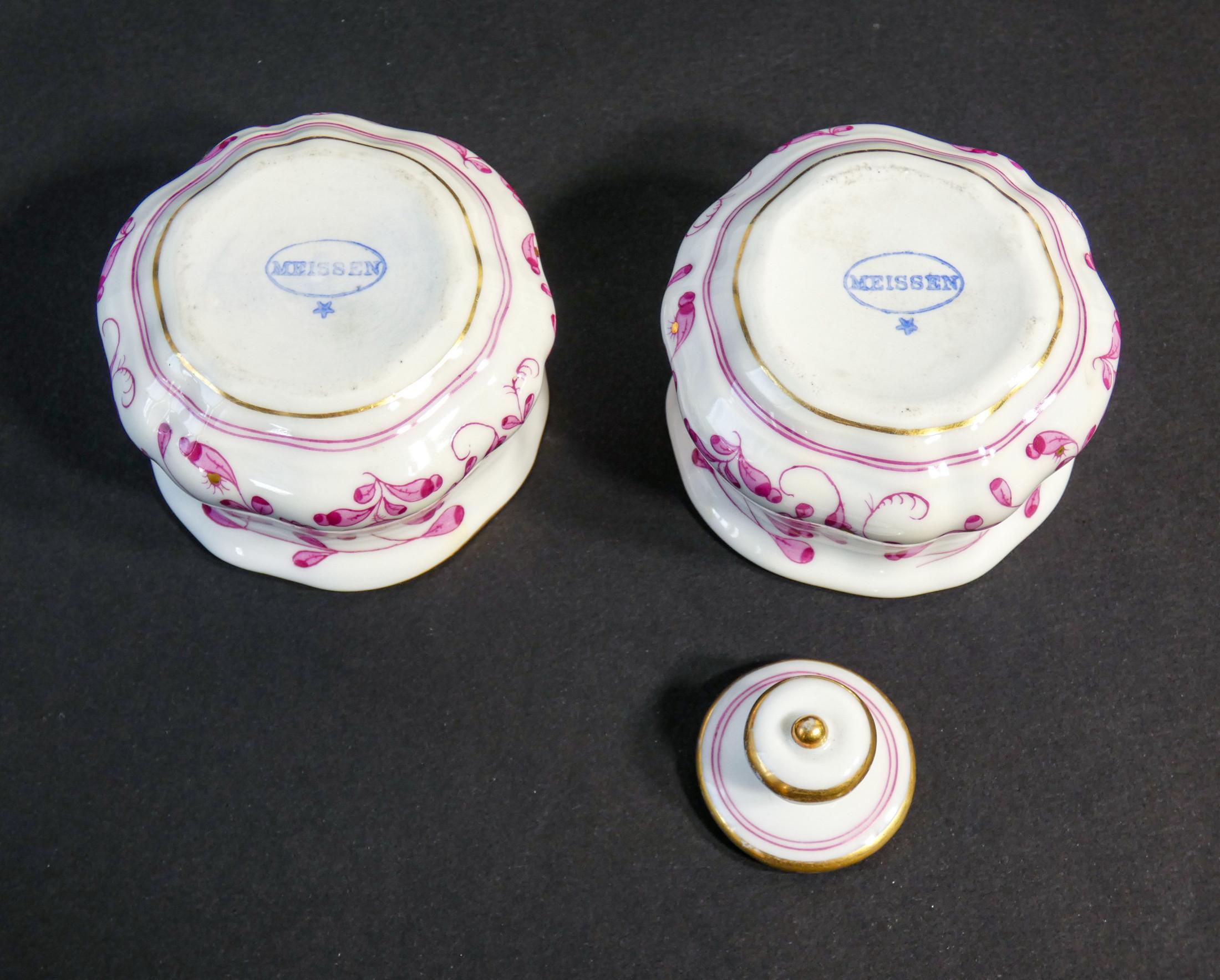 Inkwell and Dust Box in Meissen Porcelain, Carl Teichert, Germany, Late 19th C 4