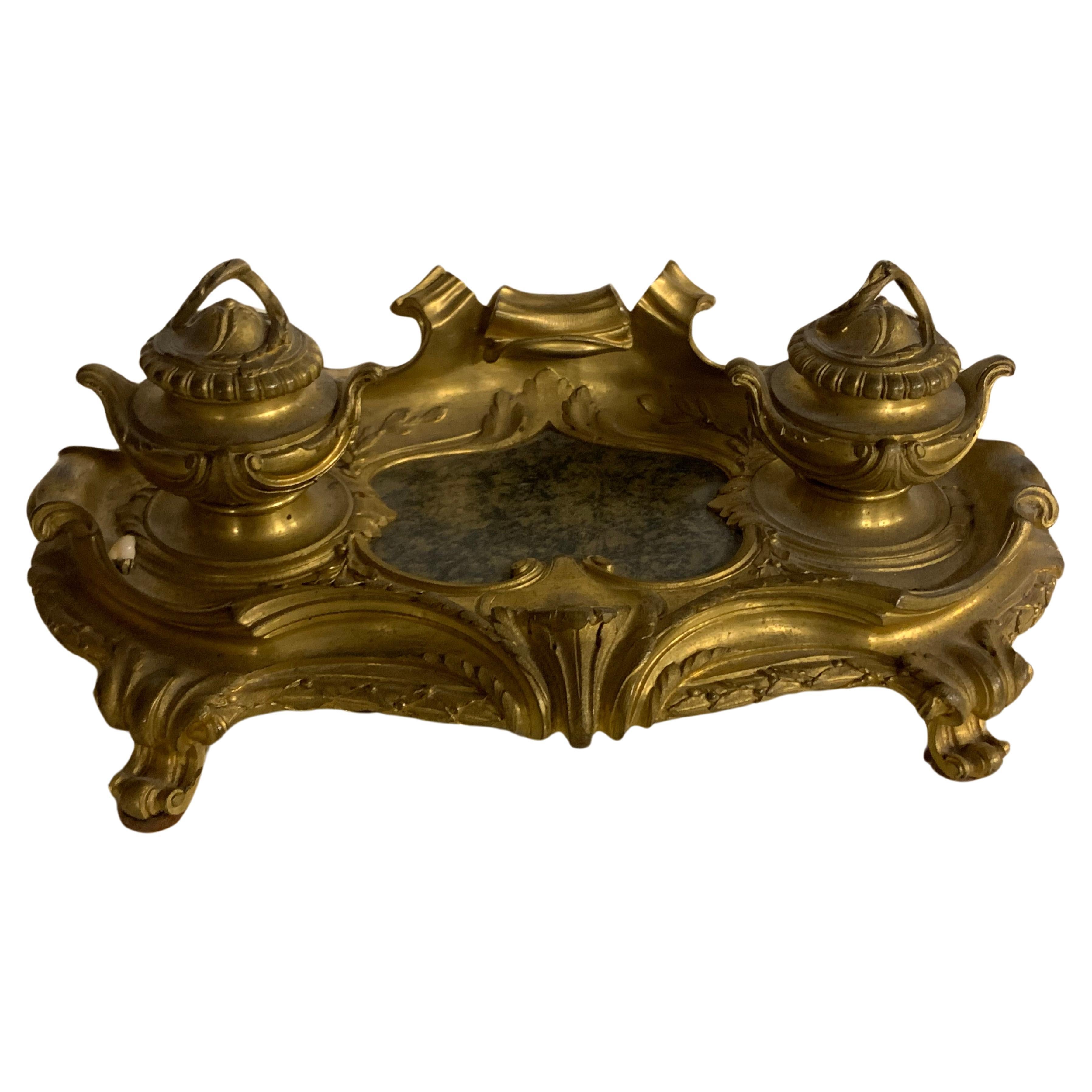 Inkwell in bronze louis XV style For Sale